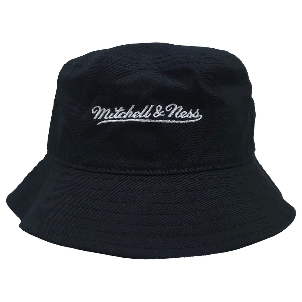 Mitchell & Ness Bucket Hat Cap Size Medium OSFA Embroidery Brand Logo Black New